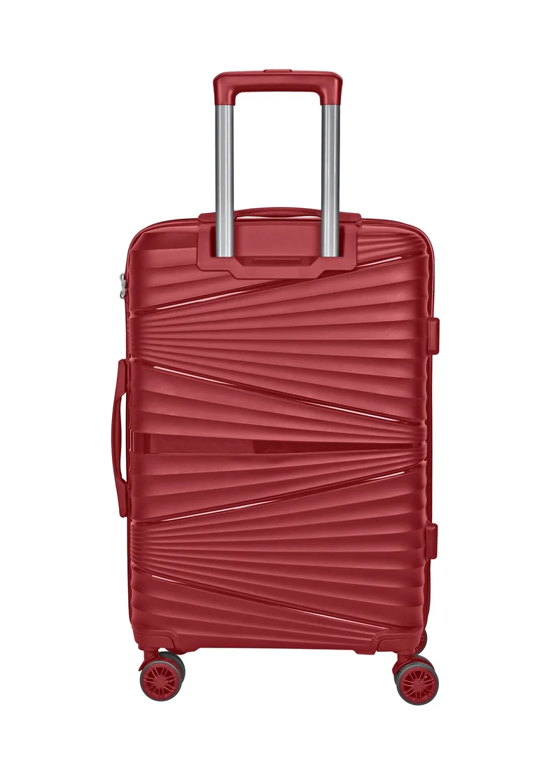 سيناتور Hard Case Carry On Luggage Trolley For Unisex Polypropylene Lightweight 4 Double Wheeled Suitcase With Built In TSA Type Lock Travel Bag KH1005 Wine Red