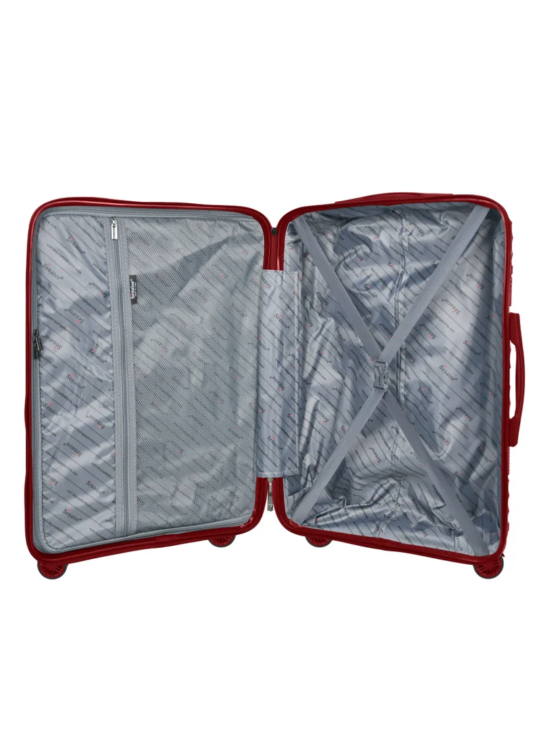 سيناتور Hard Case Carry On Luggage Trolley For Unisex Polypropylene Lightweight 4 Double Wheeled Suitcase With Built In TSA Type Lock Travel Bag KH1005 Wine Red