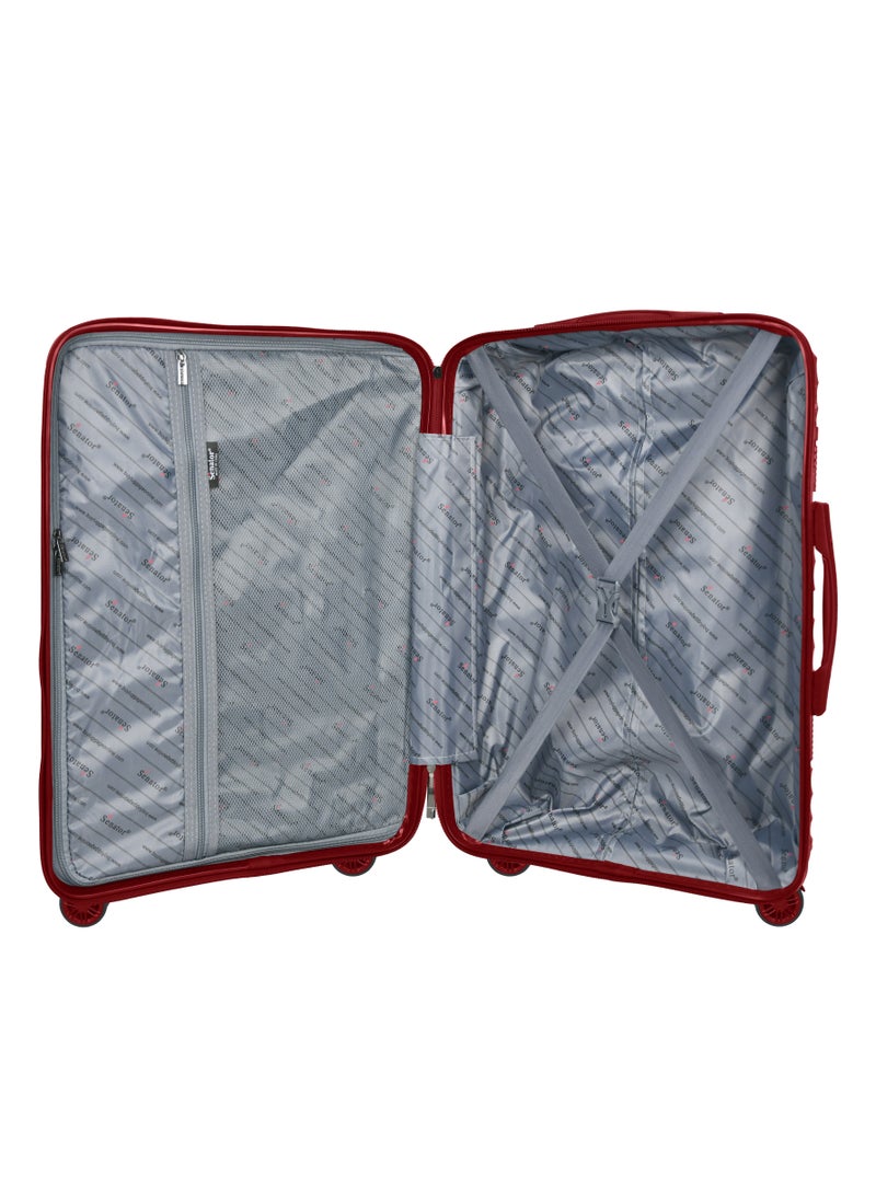 SENATOR - Hard Case Carry On Luggage Trolley For Unisex Polypropylene Lightweight 4 Double Wheeled Suitcase With Built In TSA Type Lock Travel Bag KH1005 Wine Red - Image 1