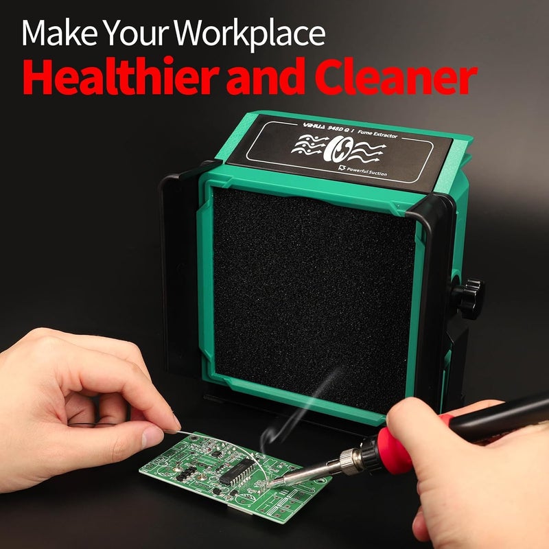 YIHUA 948DQ-I Solder Fume Extractor Fan with 8 Extra Filters and Tiltable Stand - Image 5