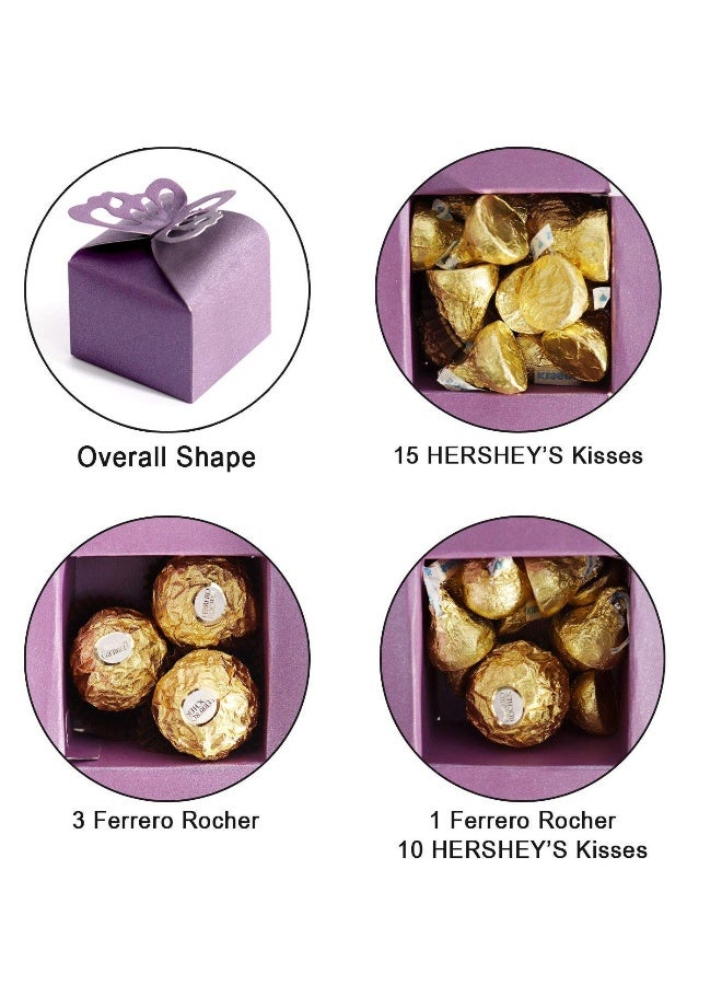 50pcs Purple Butterfly Favor Boxes Girl Baby Shower Butterfly Candy Box Decoration Party Birthday Wedding Small Gift Boxes (Purple) - Image 2