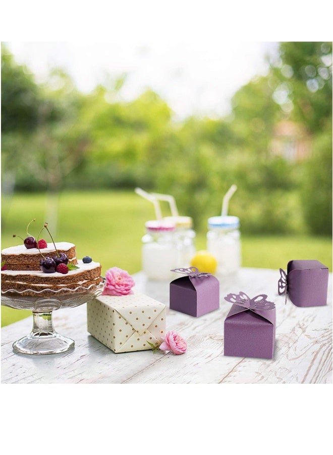 50pcs Purple Butterfly Favor Boxes Girl Baby Shower Butterfly Candy Box Decoration Party Birthday Wedding Small Gift Boxes (Purple) - Image 4