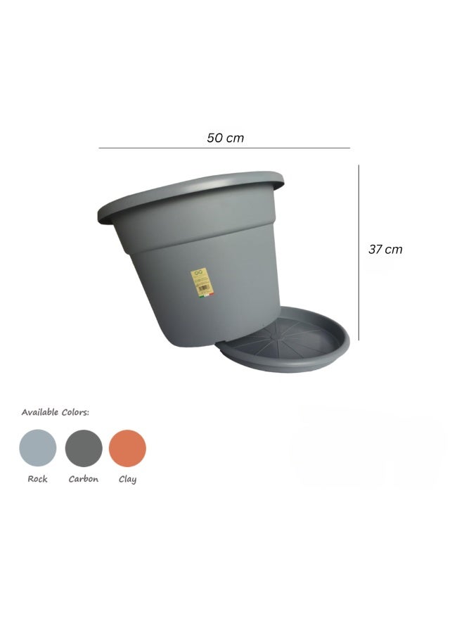 أيدل وعاء زهور دائري كبير مع صحن بالتعرض 50 سم – وعاء زينة داخلي خارجي للبلكونة، السطح، الحديقة والمنزل – حاوية نباتات بلاستيكية متينة NOVA - مصنوعة في إيطاليا - بواسطة إيديل - Image 3