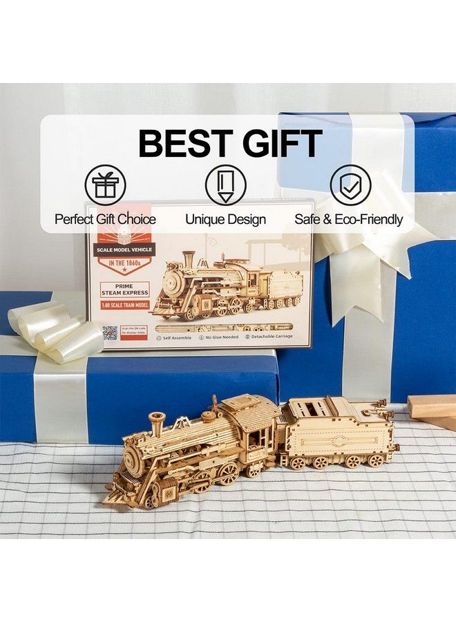 RoWood Model Cars To Build For Adults 3D Wooden Puzzle For Teens Scale Mechanical Model Train Building Kits Prime Steam Express - Image 3