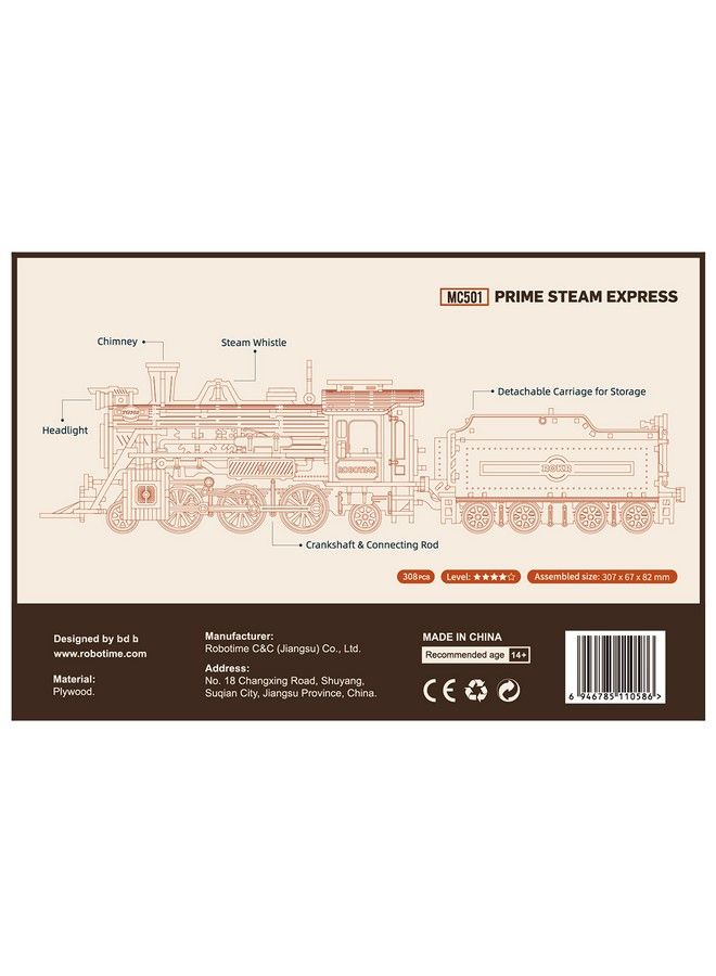 RoWood Model Cars To Build For Adults 3D Wooden Puzzle For Teens Scale Mechanical Model Train Building Kits Prime Steam Express - Image 4