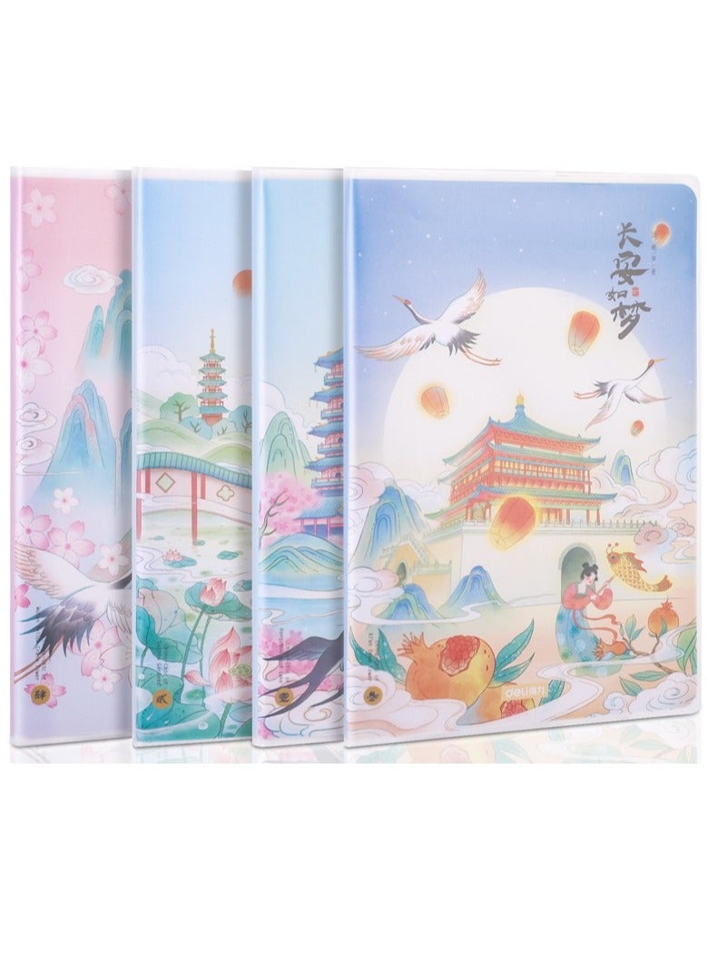 Deli دفاتر ملاحظات ذات سطر واحد مقاس A5، مكونة من 4 قطع، متعددة الألوان - Image 1