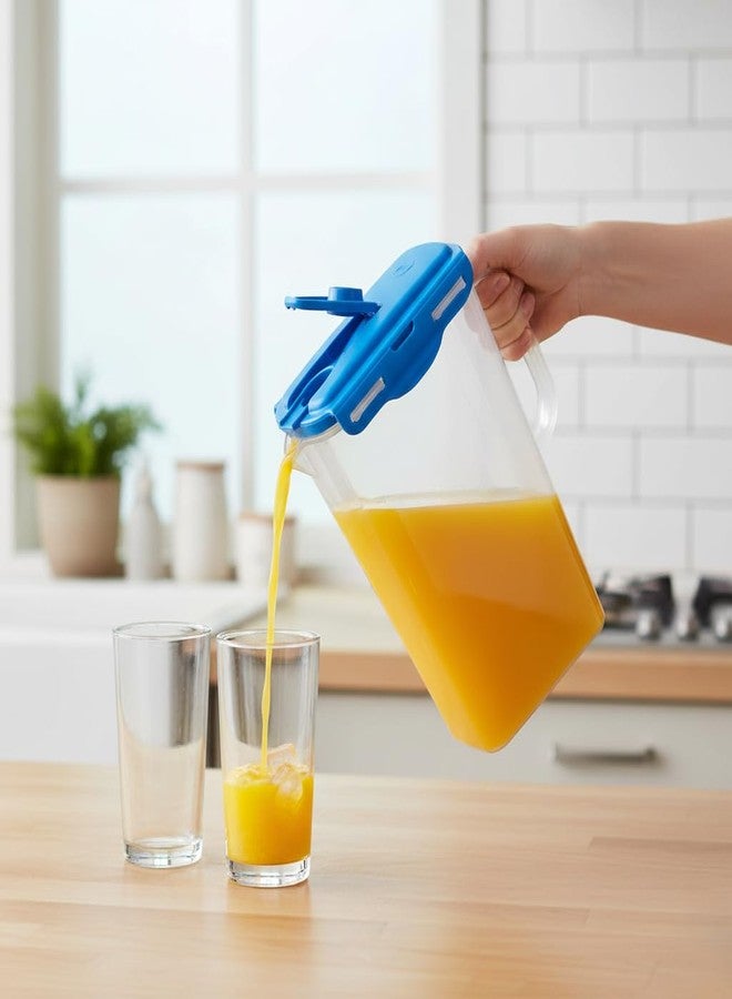 Gluman Fridge Jug 2000 ml | Ergonomically Design Cap & Wide-Mouth | 100% Food Grade | Dishwasher Safe | Freezer Safe | Recyclable (Blue) - Image 2