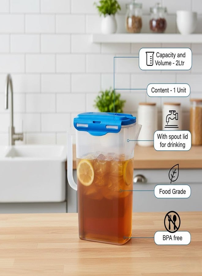 Gluman Fridge Jug 2000 ml | Ergonomically Design Cap & Wide-Mouth | 100% Food Grade | Dishwasher Safe | Freezer Safe | Recyclable (Blue) - Image 5