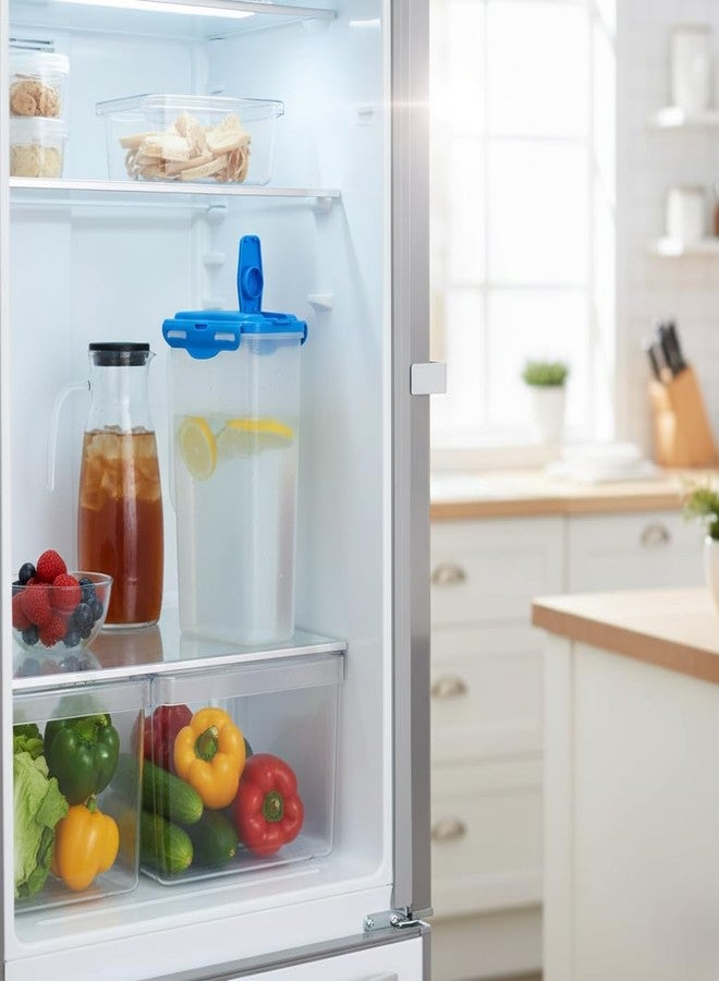 Gluman Fridge Jug 2000 ml | Ergonomically Design Cap & Wide-Mouth | 100% Food Grade | Dishwasher Safe | Freezer Safe | Recyclable (Blue) - Image 4