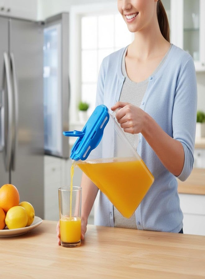 Gluman Fridge Jug 2000 ml | Ergonomically Design Cap & Wide-Mouth | 100% Food Grade | Dishwasher Safe | Freezer Safe | Recyclable (Blue) - Image 3