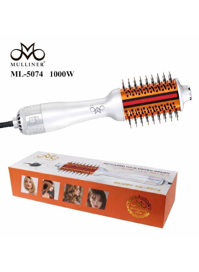MULLINER فرشاة مجفف الشعر بالأشعة تحت الحمراء مولينر ML-5074 | 1000 واط مصفف هواء ساخن | مكثف وفرشاة فرد الشعر | 220-240 فولت | جفف وصمم في خطوة واحدة - Image 1