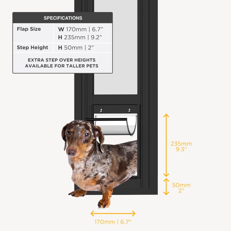 Hakuna Pets Black Glass Patio Pet Door for Sliding Glass Doors, Small | Min Height 77.2â€ â€“ 83.5â€, Damage-Free or Permanent Installation, Durable Aluminum Frame, Locking Panel Included - Image 2