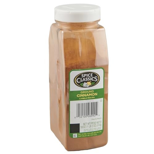 Spice Classics Ground Cinnamon, 18 oz - One 18 Ounce Container of Ground Cinnamon Powder, Perfect in Desserts, Hot Tea, Cider, Meat Rubs, and More - Image 1