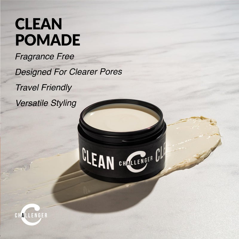 Challenger Fragrance Free Cream Pomade Combo | Non-Comedogenic Styling Product | Unscented Hair Gel | Medium Firm Hold & Clean Ingredients | For All Hair Types | 3oz and 1.5oz Jars - Image 4