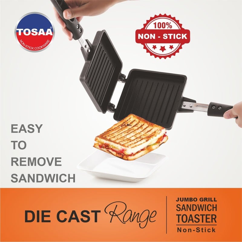 Tosaa Non Stick Super Heavy Thickness Gas Toaster JumboBig Breads Non Electric Sandwich Maker Cool Touch Handles Gas Stove Compatible - Image 5