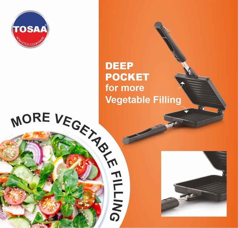 Tosaa Non Stick Super Heavy Thickness Gas Toaster JumboBig Breads Non Electric Sandwich Maker Cool Touch Handles Gas Stove Compatible - Image 4