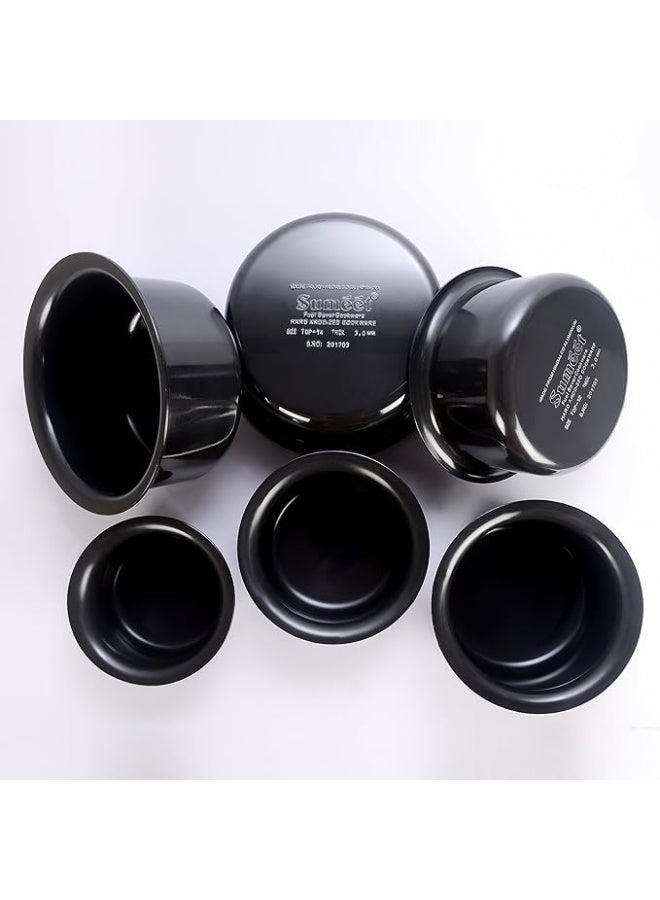 Sumeet Hard Anodised Non-Stick Aluminium Tope Set 9-14 Cookware Set (6 Piece, Black) - Image 3