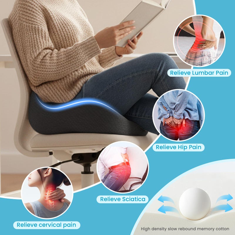 OVRST Memory Foam Seat Cushionï¼ŒErgonomic Office Chair Cushionï¼ŒCoccyx Cushion for Tailbone Pain Relief Butt Pillow for Long Sittingï¼ŒSuitable for Gaming Chair Car Seat Wheelchair - Image 5
