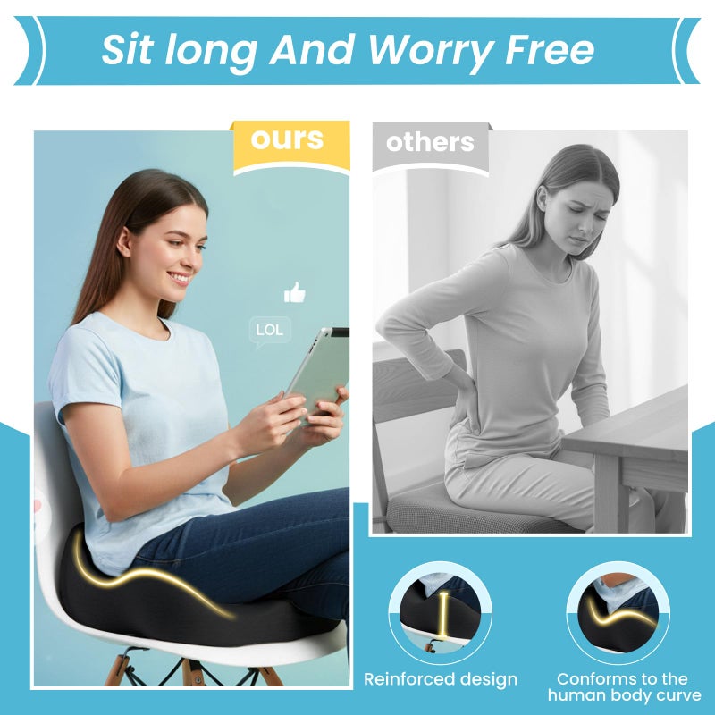 OVRST Memory Foam Seat Cushionï¼ŒErgonomic Office Chair Cushionï¼ŒCoccyx Cushion for Tailbone Pain Relief Butt Pillow for Long Sittingï¼ŒSuitable for Gaming Chair Car Seat Wheelchair - Image 4