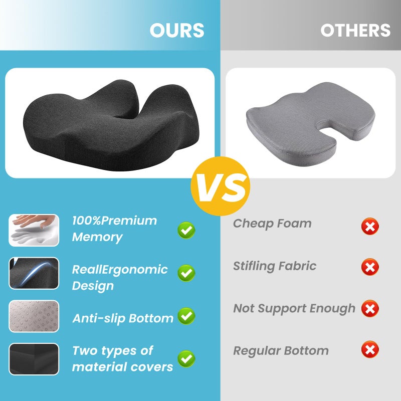 OVRST Memory Foam Seat Cushionï¼ŒErgonomic Office Chair Cushionï¼ŒCoccyx Cushion for Tailbone Pain Relief Butt Pillow for Long Sittingï¼ŒSuitable for Gaming Chair Car Seat Wheelchair - Image 3