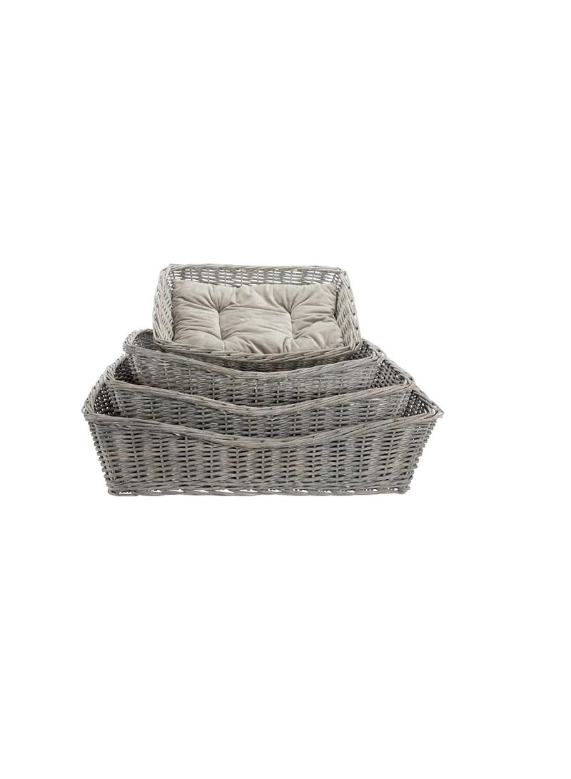 Trixie BE NORDIC Wicker Grey Basket With Cushion For Dogs - Image 2