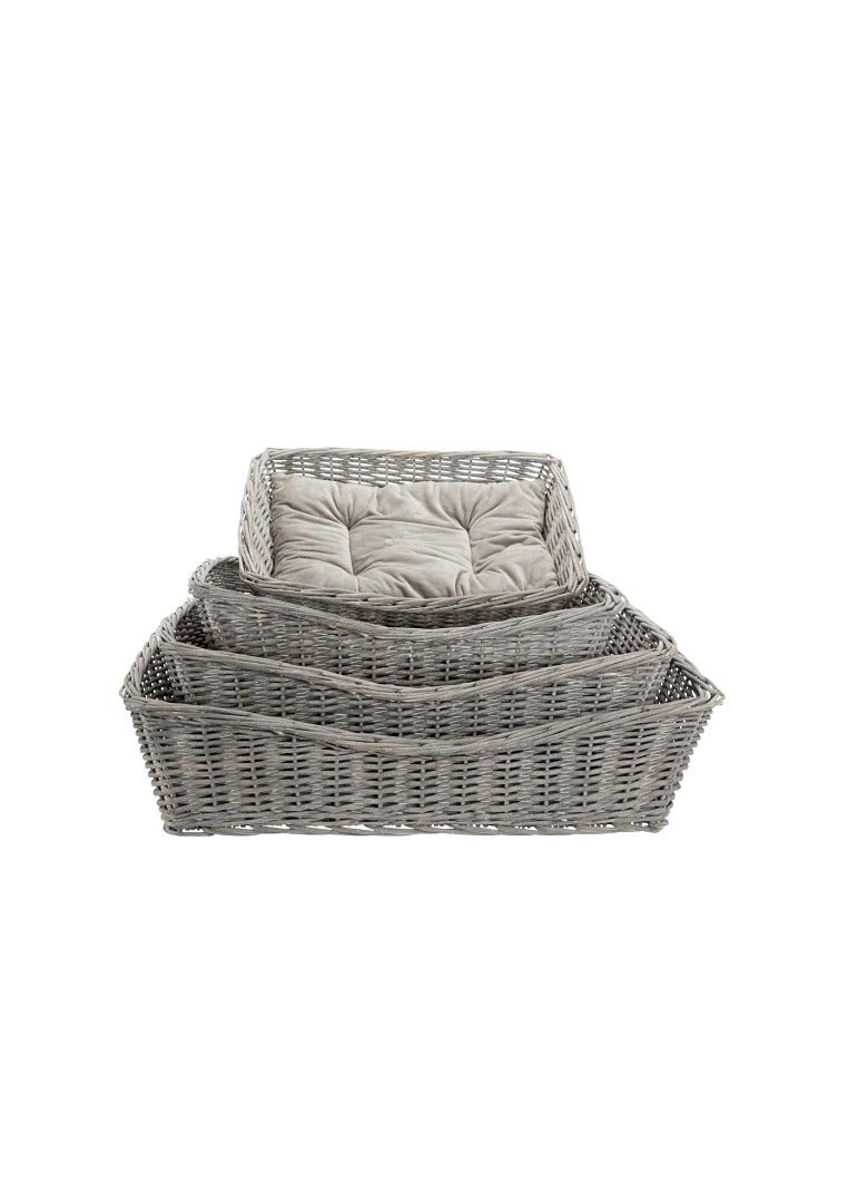 Trixie BE NORDIC Wicker Grey Basket With Cushion For Dogs - Image 3