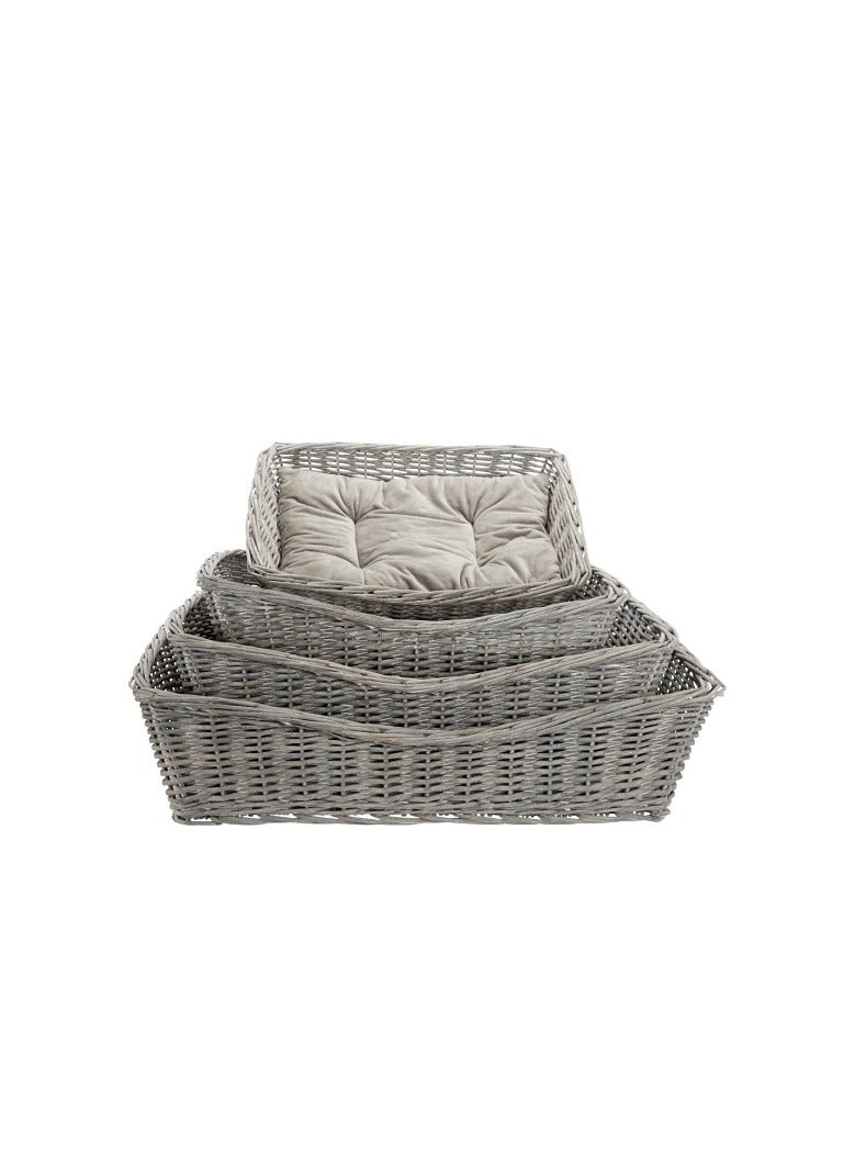 Trixie BE NORDIC Wicker Grey Basket With Cushion For Dogs - Image 1