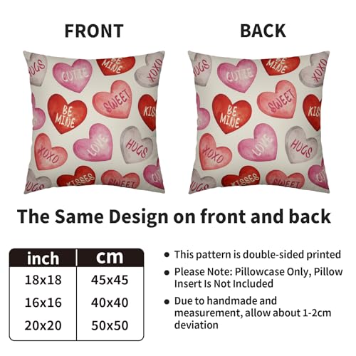 Sivirary Valentines Pillow Covers 18x18 Inch Set of 2 Pink Red Heart Valentine's Day Holiday Decorative Throw Pillowcases Anniversary Outdoor Farmhouse Cushion Cases Decor for Sofa Couch Bed - Image 4