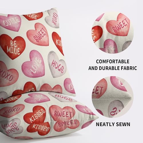 Sivirary Valentines Pillow Covers 18x18 Inch Set of 2 Pink Red Heart Valentine's Day Holiday Decorative Throw Pillowcases Anniversary Outdoor Farmhouse Cushion Cases Decor for Sofa Couch Bed - Image 5