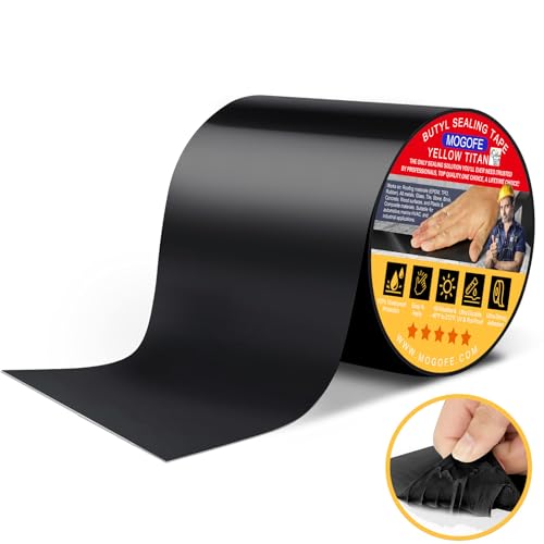 MOGOFE RV Roof Sealant Tape Black, 6 Inch x 50 Feet RV Repair Roof Sealer Seal Tape UV-Resistant Waterproof Sealant Tape for RV Repair, Camper, Trailer, Boat Sealing, Leaking Roof, Window - Image 1