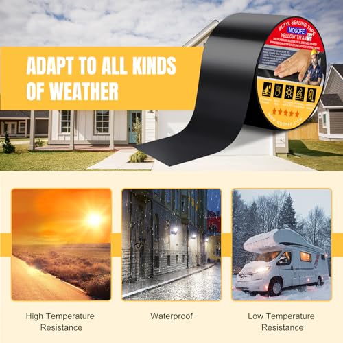 MOGOFE RV Roof Sealant Tape Black, 6 Inch x 50 Feet RV Repair Roof Sealer Seal Tape UV-Resistant Waterproof Sealant Tape for RV Repair, Camper, Trailer, Boat Sealing, Leaking Roof, Window - Image 3