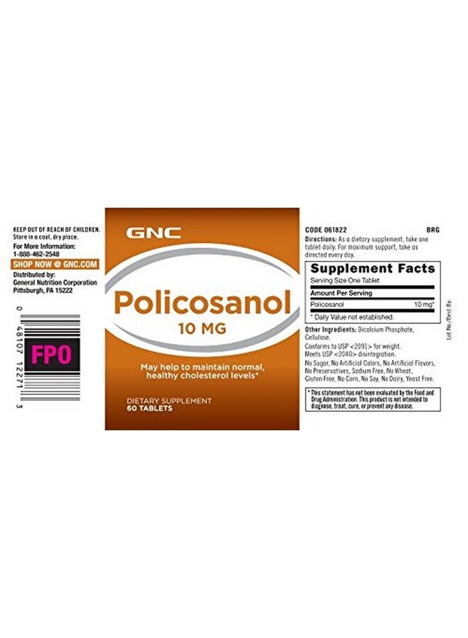 GNC Policosanol 10 mg - 60 Tablets | 60 Servings - Image 4