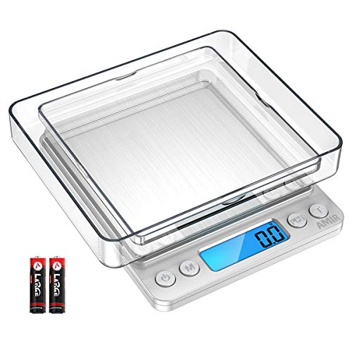 AMIR Digital Kitchen Scale, 3000g 0.01oz/ 0.1g Pocket Coffee Scale, Mini Food Scale, Pro Electronic Jewelry Scale with Back-Lit LCD Display, Tare & PCS Functions, Stainless Steel, Batteries Included - Image 1