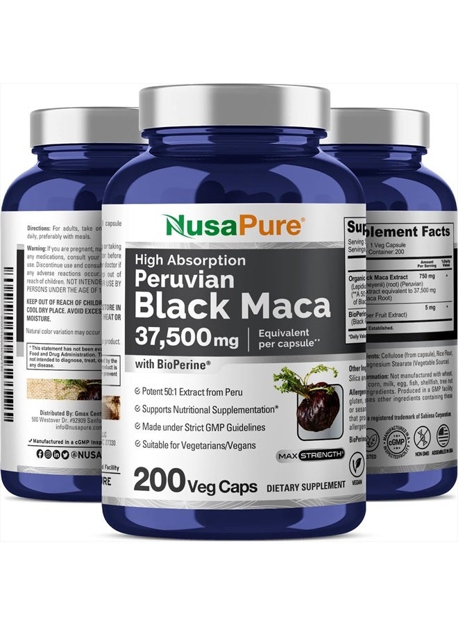 NusaPure Black Maca Root 37,500mg per Caps 200 Veggie Capsules (Vegan, Non-GMO, Vegan)  - Image 5