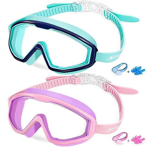 Freela Swim Goggles Swimming Goggles for Kids 6-14 4-7 8-12 3-6 2-4 3-5 3-10 4-8 Age 3 4 5 Year Old Toddler Pool Water Clear Beach Goggles Boys Girls Youth Childrens Child Anti Fog - Image 1