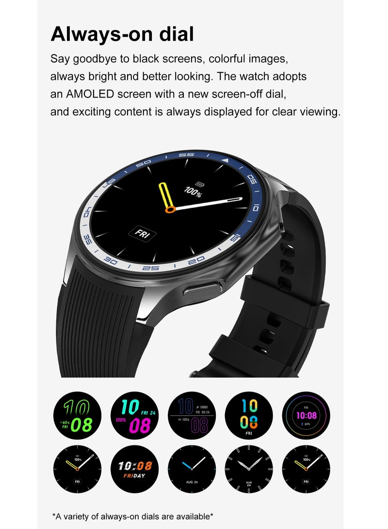 Arabic DT NO.1 DT Watch X smartwatch, 1.43" AMOLED Screen, BT Call Photo Album Music Video playback record Compass, DT watch smartwatch(Black) - Image 2