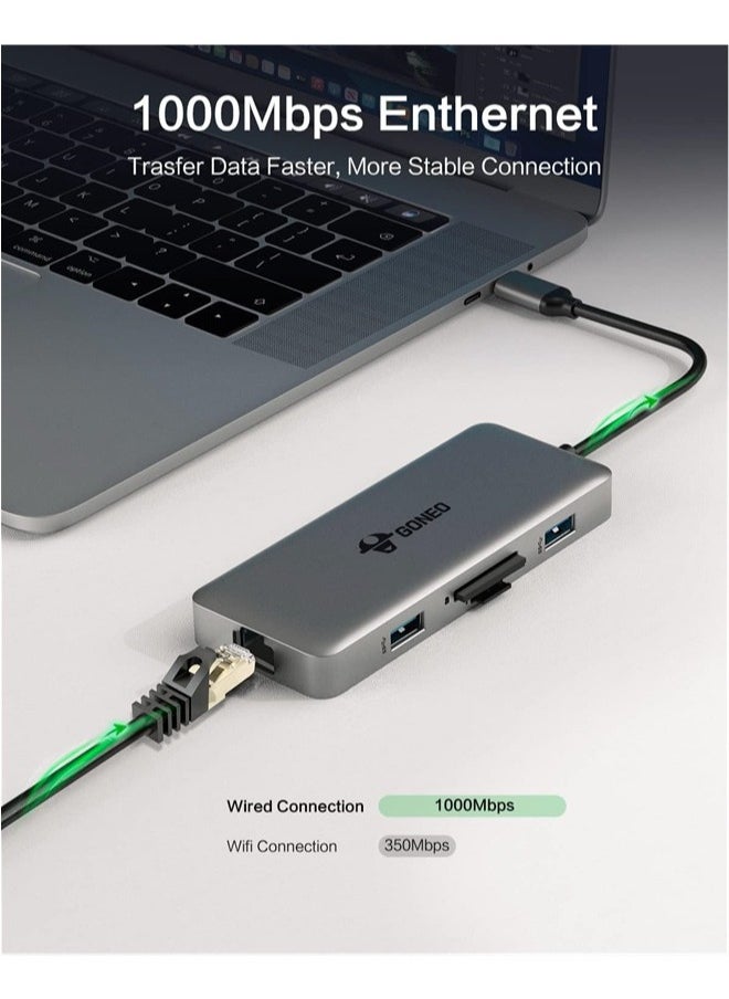 جونيو - 8 في 1 USB C HUB محول Multiport Adapter USB C Docking Station مع 4K HDMI Port 3 منافذ USB SD/TF READER USB C DONGLE لـ Dell/MacBook Pro/MacBook Air/HP XPS/Lenovo أجهزة الكمبيوتر المحمولة - Image 1