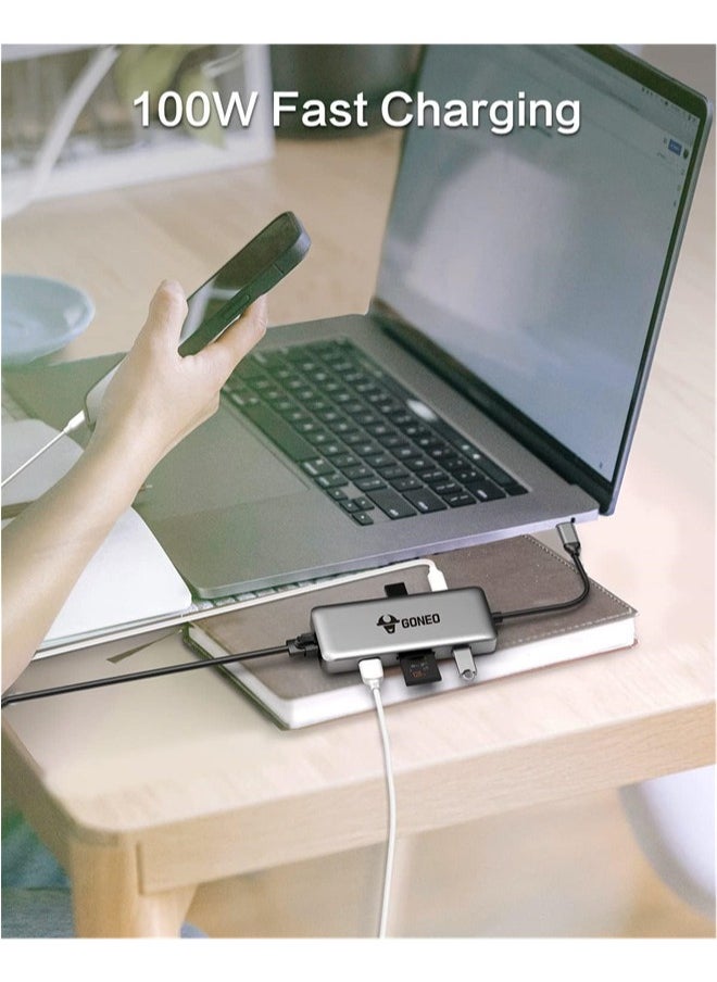 جونيو - 8 في 1 USB C HUB محول Multiport Adapter USB C Docking Station مع 4K HDMI Port 3 منافذ USB SD/TF READER USB C DONGLE لـ Dell/MacBook Pro/MacBook Air/HP XPS/Lenovo أجهزة الكمبيوتر المحمولة - Image 1