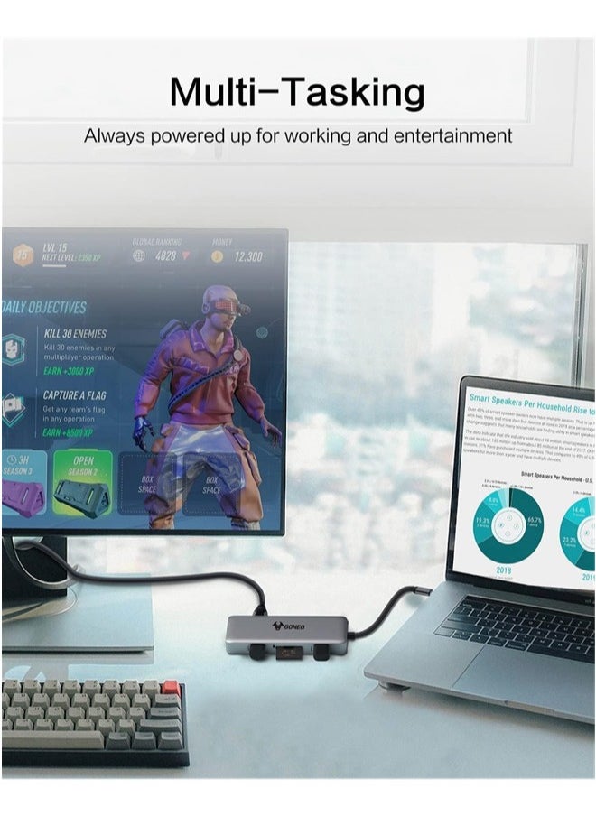 جونيو - 8 في 1 USB C HUB محول Multiport Adapter USB C Docking Station مع 4K HDMI Port 3 منافذ USB SD/TF READER USB C DONGLE لـ Dell/MacBook Pro/MacBook Air/HP XPS/Lenovo أجهزة الكمبيوتر المحمولة - Image 1