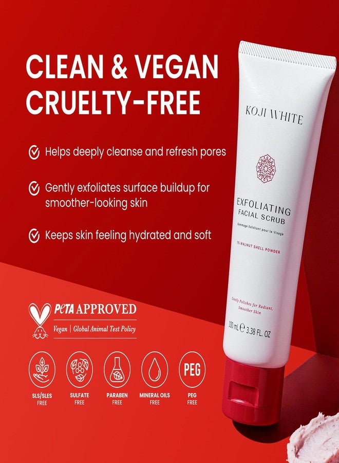 Koji White Exfoliating Facial Scrub, Gentle Face Wash with 1% Walnut Shell Powder, AHA, Kojic Acid Dipalmitate & Hyaluronic Acid | Hydrating, Unscented, Vegan, 100 ml (3.38 fl oz) - Image 5