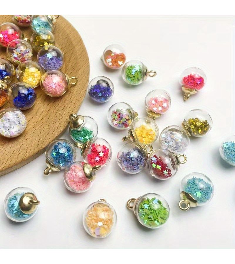 20 Pieces Multicolor Transparent Starry Glass Beads With Glittering Sequins And Sparkling Stars For DIY Phone Charms Jewelry Bag Accessories And Christmas Displays Create A Dreamy Gift - Image 3
