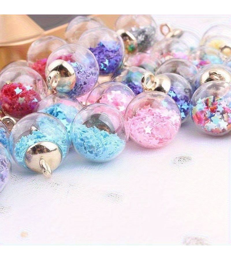 20 Pieces Multicolor Transparent Starry Glass Beads With Glittering Sequins And Sparkling Stars For DIY Phone Charms Jewelry Bag Accessories And Christmas Displays Create A Dreamy Gift - Image 5