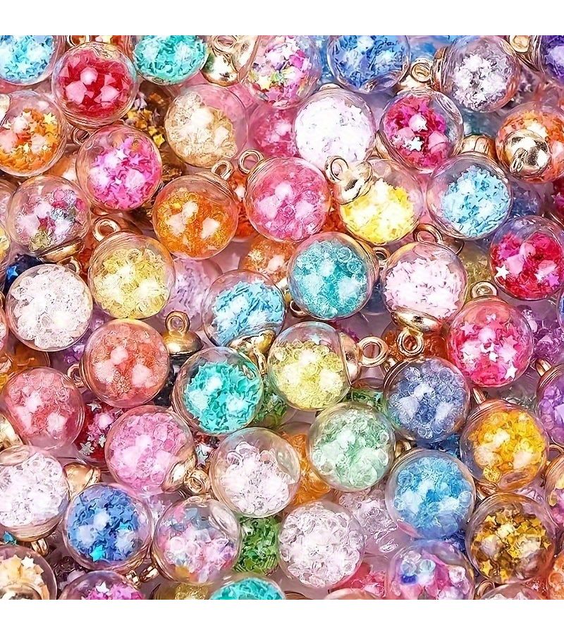 20 Pieces Multicolor Transparent Starry Glass Beads With Glittering Sequins And Sparkling Stars For DIY Phone Charms Jewelry Bag Accessories And Christmas Displays Create A Dreamy Gift - Image 2