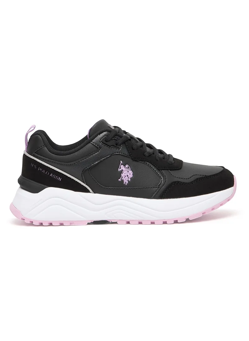 U.S. Polo Assn. Women's Black Low Top Casual Sneakers with Iconic Branding for a Stylish Look