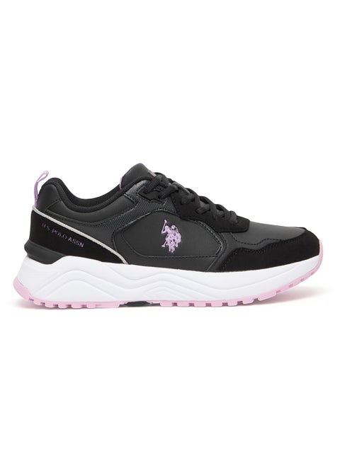 Women's Black Low Top Casual Sneakers with Iconic Branding for a Stylish Look