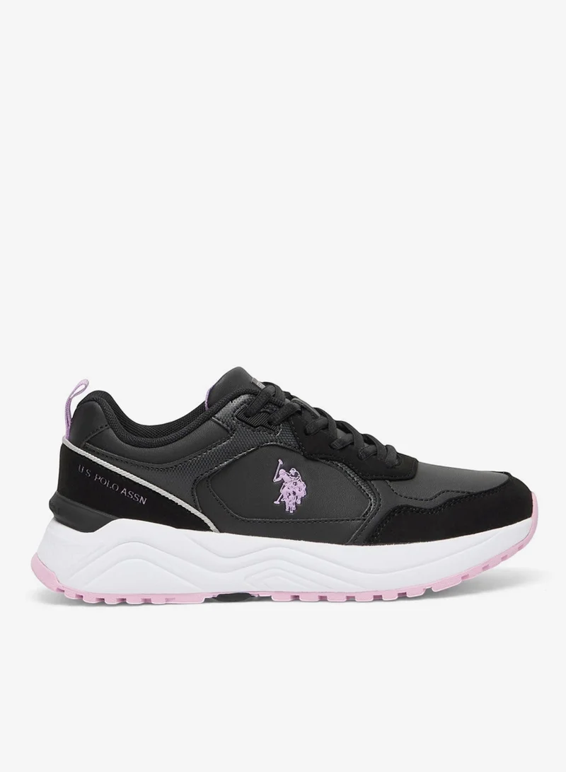 U.S. Polo Assn.  Women's Black Low Top Casual Sneakers with Iconic Branding for a Stylish Look Shoes for Women | Best Price UAE