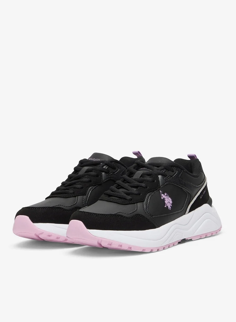 U.S. Polo Assn.  Women's Black Low Top Casual Sneakers with Iconic Branding for a Stylish Look Shoes for Women | Best Price UAE