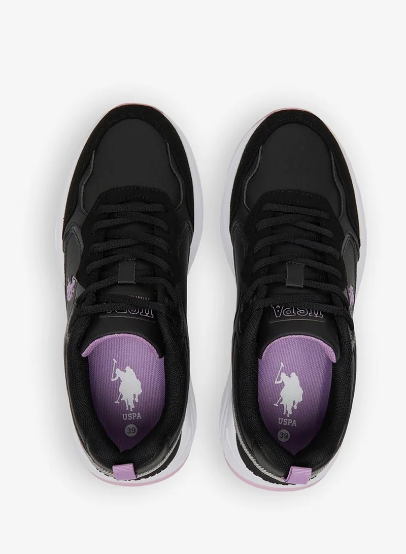 U.S. Polo Assn.  Women's Black Low Top Casual Sneakers with Iconic Branding for a Stylish Look Shoes for Women | Best Price UAE