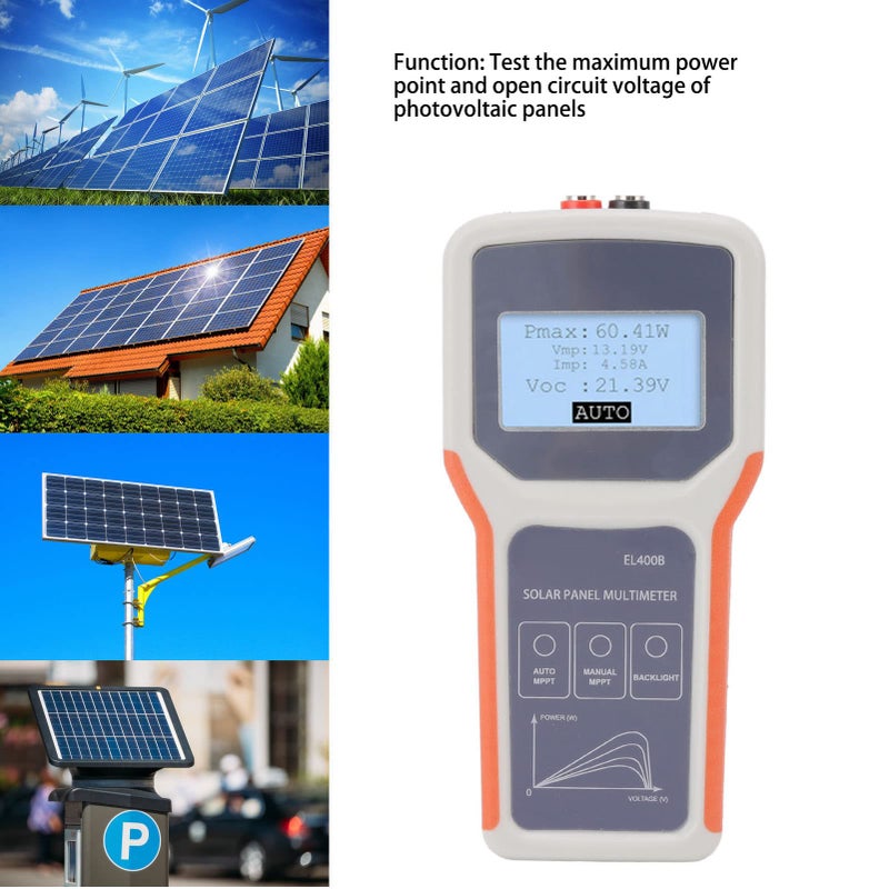 متر الطاقة الشمسية متعدد الوظائف مع شاشة LCD مضاءة وخلفية محسنة، مزود بتقنية MPPT، مخصص لمصنعي الألواح الكهروضوئية - Image 4