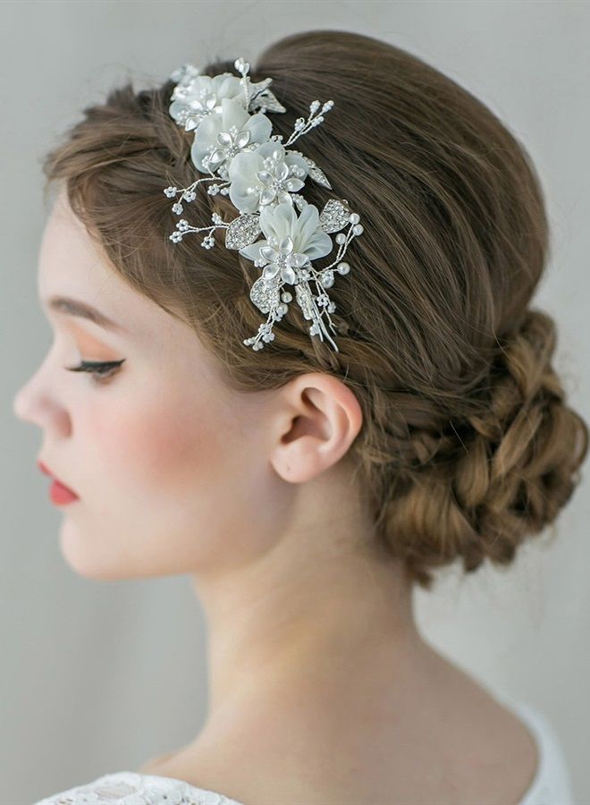SWEETV Flower Bridal Headbands Ivory-Wedding Headpieces Hair Bands Jewelry Hair Accessories for Women Brides - Image 2